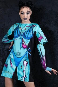 Zombie Babe Oversized Tee Shirt Dress -Unique Clothing zombie babe oversized tee dress side view